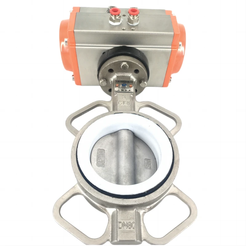 Pneumatic wafer stainless steel PTFE butterfly valve show